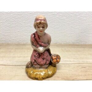 Vtg Unbranded Ceramic Nativity Figurine Shepherd Boy With Fruit Basket